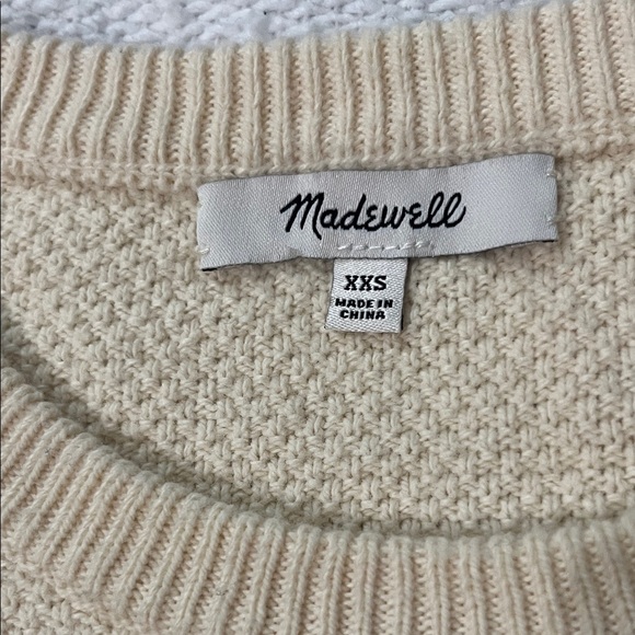 Madewell Cream Crochet Sleeve Sweater - Picture 2 of 5